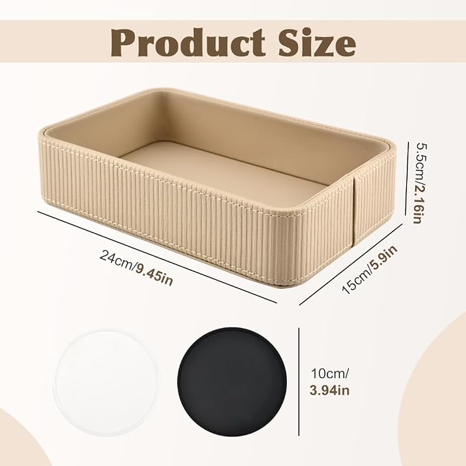 PU Leather Valet Tray Organizer, Desk Organizer Tray, odern Nightstand Organizer Bedside Desktop Storage for Men Women, Decorative Vanity Trays Key Bowl Trinket Dish