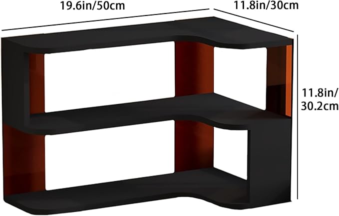 Desktop Organizer Shelf, Multi-Tier Space Saving Bookshelf with Corner Storage Design, Wooden Desk Rack, Countertop for Home Office Dorm(Black,19.6 * 11.8 * 11.8in)