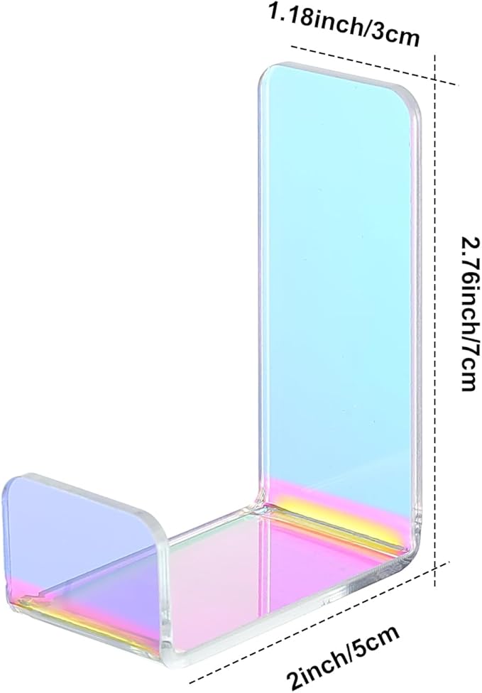 Weewooday 4 Pieces Headphone Hanger Headset Stand Holder Adhesive Wall Mount Headphone Hook for Desk Acrylic Gaming Earphones Hanger with Glues for Earphone Controller(Colorful)