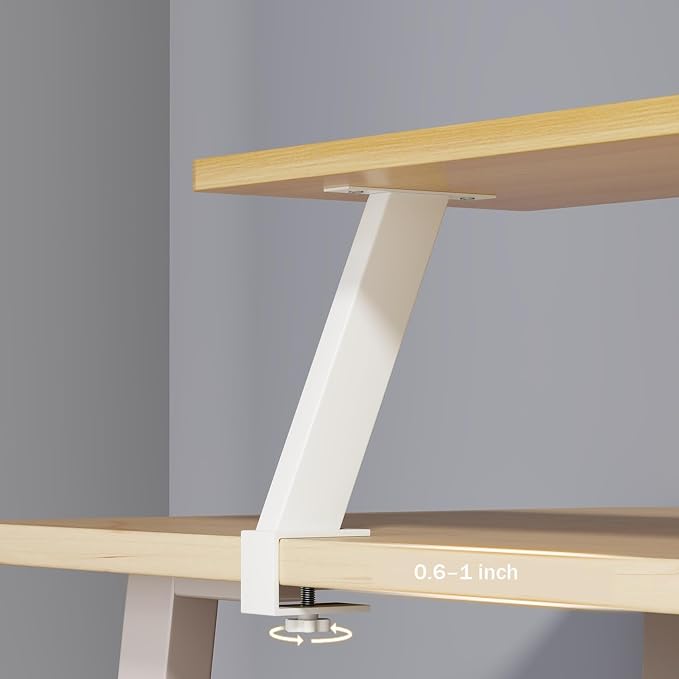 Desktop Shelf Organizer, 24in Space-Saving Desk Storage Rack, 1 Tier Hutch Shelf for Home Office Study, Clamp On Design
