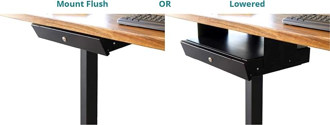 Stand Up Desk Store Add-On Office Sliding Under-Desk Drawer Storage Organizer for Standing Desks (Black, Lockable with Padded Laptop Shelf) 18"