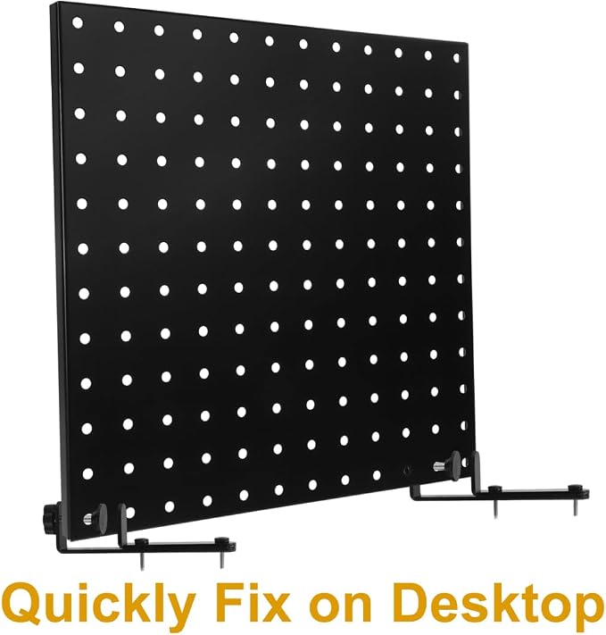 NUOBESTY 1 Pair Black T-Shaped Metal Pegboard Holder for Desk Edge Mounting Table Pegboard Display Brackets Work from Home Accessories
