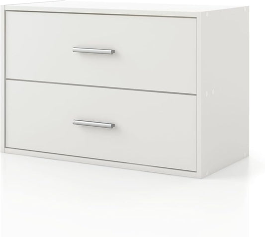 Homes: Inside + Out Apexa 2-Drawer Wooden Stackable Storage Drawers, Small Food Pantry Cabinet, Cajonera De Madera, Underbed Drawer Dorm Teen Room Decor & Bedroom, Home Office, Kitchen, White