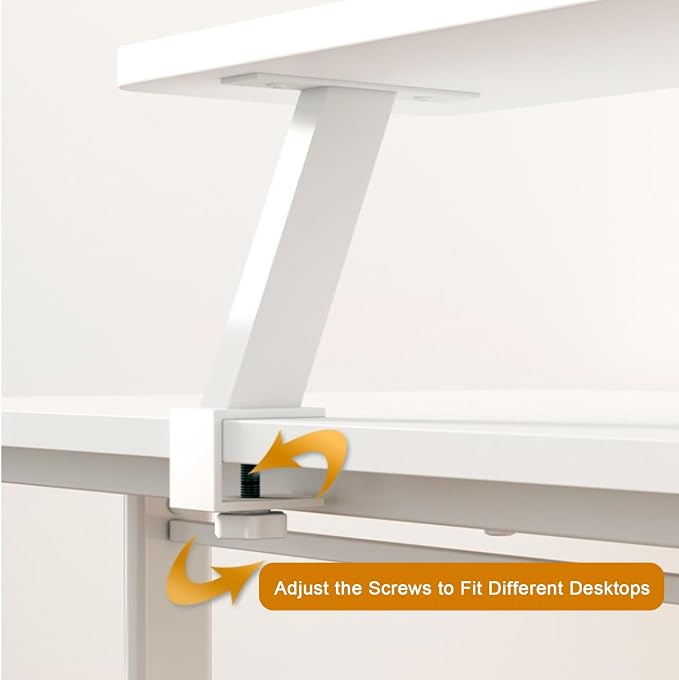 Clamp on Desk Shelf with Reading Stand 23.6x7.8in, Space-Saving Desktop Extender Klemmbares Schreibtisch Organizer Regal Adjustable Floating Desks Shelf for Office, Dorm, Home Desk Organization