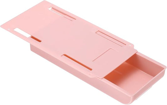 PATIKIL Under Desk Drawer Slide Out, 8.66 x 4.3" Plastic Table Storage Drawers Slide Out Storage Box for Laptop Study Desks Dining Dressing Tables Wardrobes Cabinets, Pink