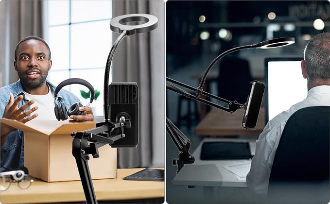 QWORK Universal Desk C-Clamp with 1/2" Thread Hole, 4 Pack Adjustable Metal Mounting Table Clamp, Desk Light Clamp Mount Holder for Swing Arm Magnifying Desk Lamp Microphone Camera