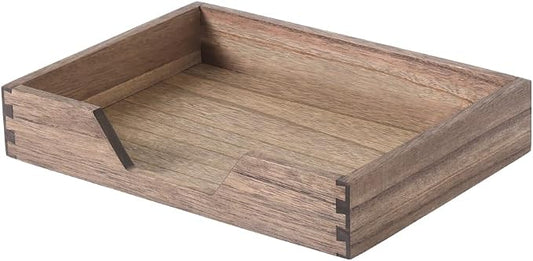 DDYURI Wood Letter-Size Tray for Office Desktop Organizer - Wooden Front-Load Documents Tray for Mail, Paper, File, Magazine, Pen,Notebook Storage Paper Holder Trays Dark(DGTU-DK)