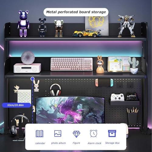 Pegboard Wall Storage Shelf,Desktop Shelving,Clamp On Desk Organizer Shelf - Desk Extender Pegboard Workstation with Privacy Panel Desktop Shelving System for Office and Gaming Desks