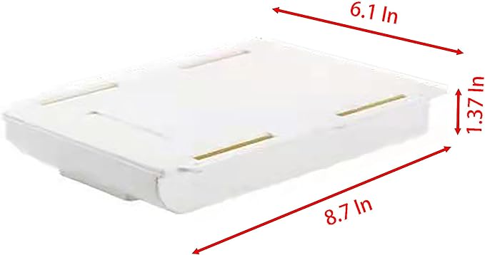 Under Desktop Drawer Storage Box, 2 Pcs 8.7 Inch x 6.1 Inch x 1.37 Inch White Plastic for Home and Office Storage (Large)