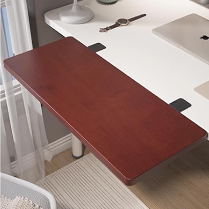 Ergonomics Desk Extender Shelf for Home and Office, Large Clamp On Keyboard Tray，90° Folding Extension Tray，Table Desk Arm Rest, Elbow Arm Support(Teak,40x24cm/16x10in)