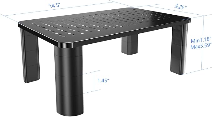 Pholiten 2 Pack Monitor Stand Riser, 3 Height Adjustable Monitor Stand for Computer, Laptop, Printer, Notebook, iMac, Premium Metal Monitor Risers for 2 Monitors