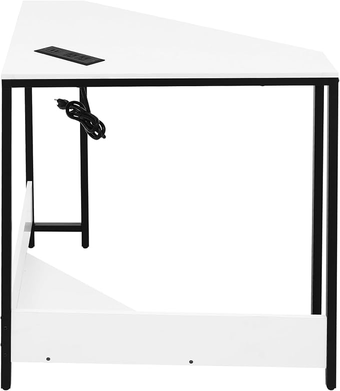 Corner Desk with Storage Shelves,Adjustable Shelf Corner Desk - Triangle Writing Desk with Maximized Storage for Efficient Use of Space (White)