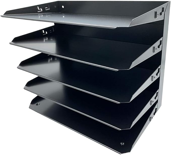 Huron Desktop Horizontal 5-Slot Legal File Binder Organizer Storage Letter Tray, Black Commercial Grade Steel