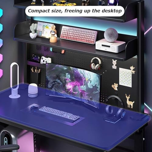 Pegboard Wall Storage Shelf,Desktop Shelving,Clamp On Desk Organizer Shelf - Desk Extender Pegboard Workstation with Privacy Panel Desktop Shelving System for Office and Gaming Desks