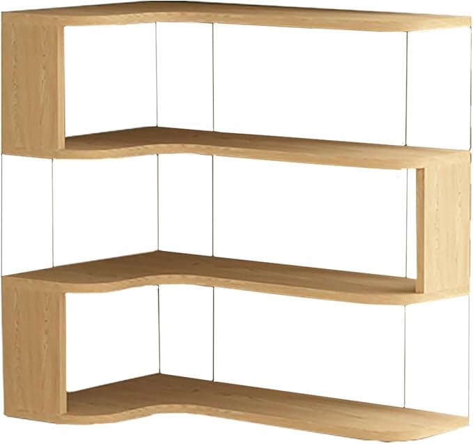 Desktop Organizer Shelf, Multi-Tier Space Saving Bookshelf with Corner Storage Design, Wooden Desk Rack, Countertop for Home Office Dorm(Wood Grain,19.6 * 11.8 * 18in)