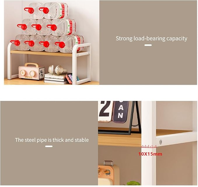 Office Desk Shelf Organizer, Wood Desktop Bookshelf Supplies Storage Rack Shelf for Top Desk and Dresser and Cubicle Decor Bookshelf Monitor Stand Riser (Black Wood-single Tier, 11.81 Lx7.87 Wx8.46 H)