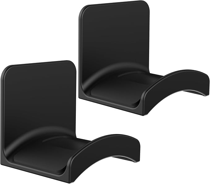 SOKUSIN Headphone Stand Headset Holder - Adhesive Gaming Earphones Hanger, Universal Desk Wall Mount Hook for All Headphone/Controller, Compatible with Beats, AirPods Max,Sony, JBL (Black-2PCS)