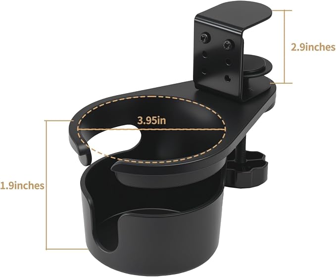 DecBeLiv 360° Rotating Cup Holder Under Desk Anti Spill Space Saving for Home Office Camping for Mugs, Glass, Heavy Drink