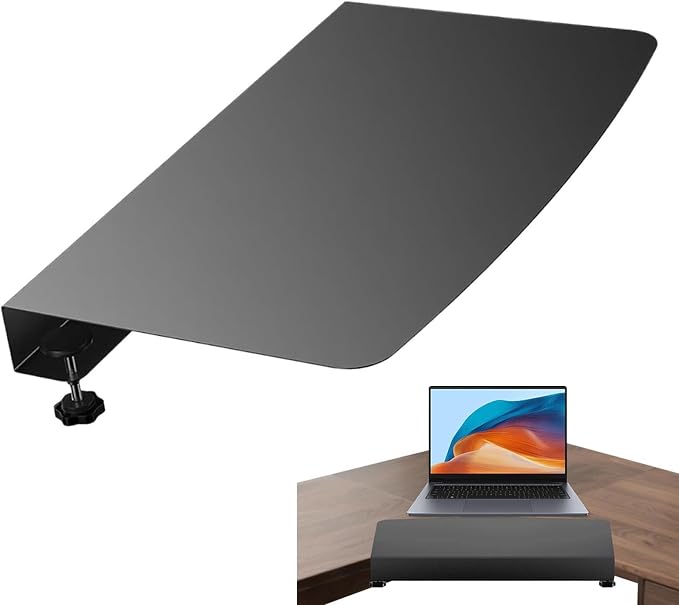 Table Extender for Desk - L Shaped Platforms, Clamp-On Desks Attachments, Ergonomic Workspaces Expansions, Reinforced Rigid Support Component | Desktop Extension for Studios & Computer Rooms