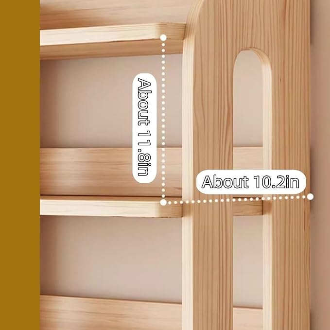 Wooden Bookshelf Stand Narrow Corner Storage Rack with Raised Guardrails and Multi-Layer Shelves for Home Office,Ideal for Home