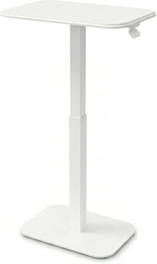 Elevance Height Adjustable Side Table, White Base, Cloud White Top | Sofa Laptop Table for Couch & Bed | Small C-Shape End Table for Home or Office