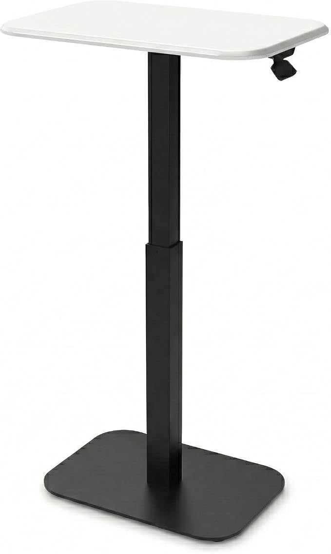 Elevance Height Adjustable Side Table, Black Base, Cloud White Top | Sofa Laptop Table for Couch & Bed | Small C-Shape End Table for Home or Office
