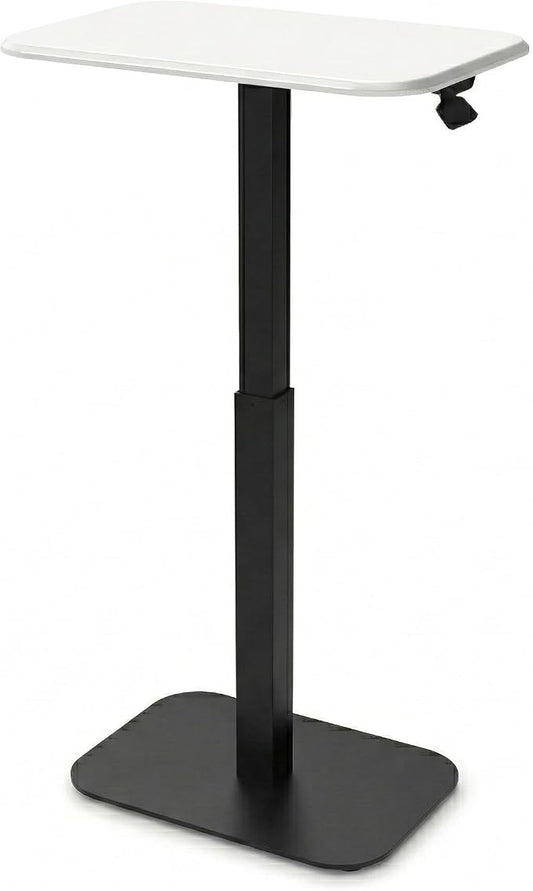 Elevance Height Adjustable Side Table, Black Base, Cloud White Top | Sofa Laptop Table for Couch & Bed | Small C-Shape End Table for Home or Office