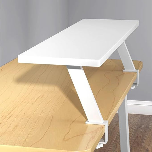 39.4x7.8 in Clamp on Desk Shelf, Adjustable Floating Desks Shelf Space Saving Desktop Extender Storage Organizer for Office, Dorm, Home Desk Organization, White