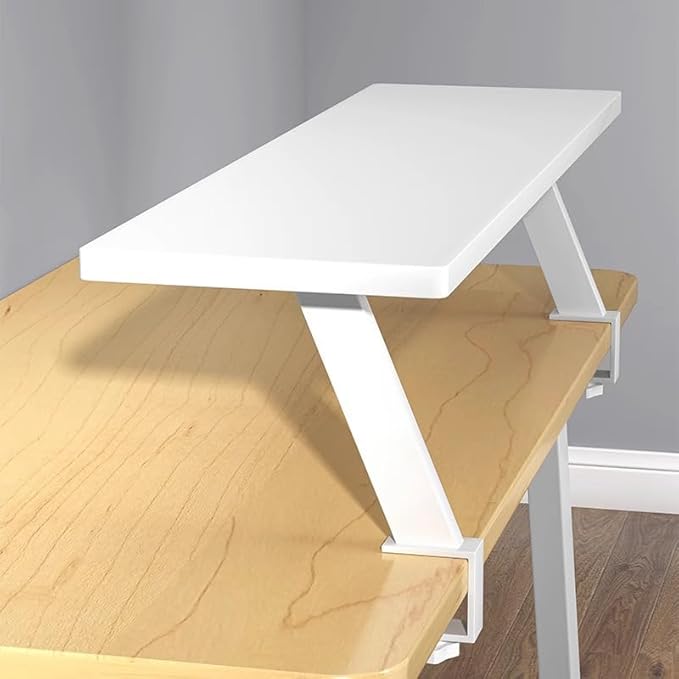 32x7.8 in Clamp on Desk Shelf, Adjustable Floating Desks Shelf Space Saving Desktop Extender Storage Organizer for Office, Dorm, Home Desk Organization, White