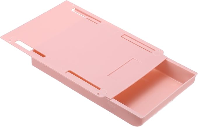 PATIKIL Under Desk Drawer Slide Out, 8.66 x 6.1" Plastic Table Storage Drawers Slide Out Storage Box for Laptop Study Desks Dining Dressing Tables Wardrobes Cabinets, Pink