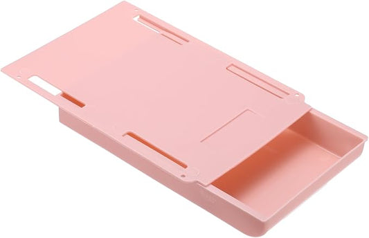 PATIKIL Under Desk Drawer Slide Out, 8.66 x 6.1" Plastic Table Storage Drawers Slide Out Storage Box for Laptop Study Desks Dining Dressing Tables Wardrobes Cabinets, Pink