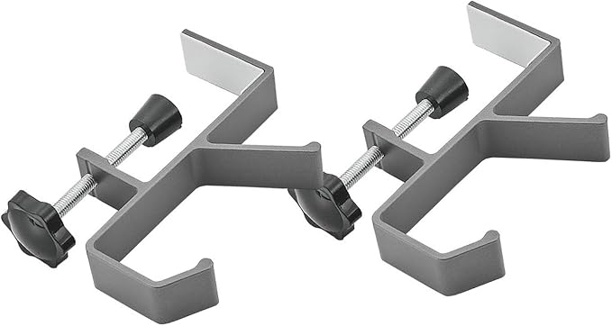2 Pcs Adjustable Table Clamp Hooks Aluminum Alloy Under Desk Holder Desk Side Mount Hook for Headphones Bags Hats Keys Vacuum Cup (Gray)