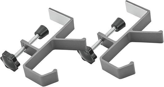 2 Pcs Adjustable Table Clamp Hooks Aluminum Alloy Under Desk Holder Desk Side Mount Hook for Headphones Bags Hats Keys Vacuum Cup (Gray)