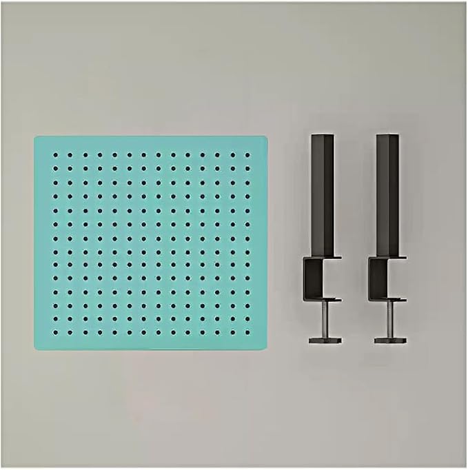 Clamp on Desk Organizer Shelf, Metal Desk Partition Panel, Desk Extender with Pegboard, Multifunctional Desktop Display Stand,Blue,Medium