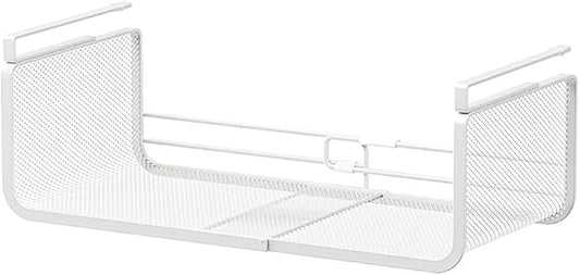 Expandable Under Shelf Basket Organizer, Under Shelf Storage, Hanging Baskets Under Cabinet for Pantry Kitchen Cupboard Desk Counter Bookshelf Space Saver Heavy Duty Slide-in (white, 1 Pack)