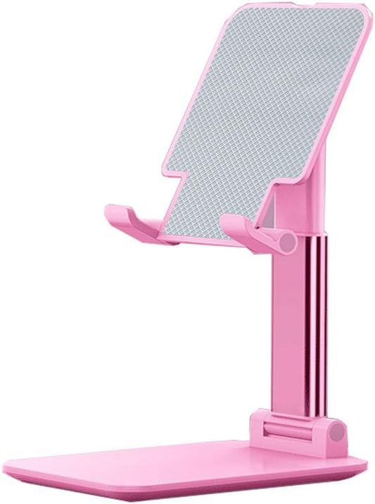 Phone Stand for Desk, Cell Phone Holder Cute Smart Cellphone Stand Foldable Stands Compatible with Under 8" Devices, Office Accessories, Sakura Pink