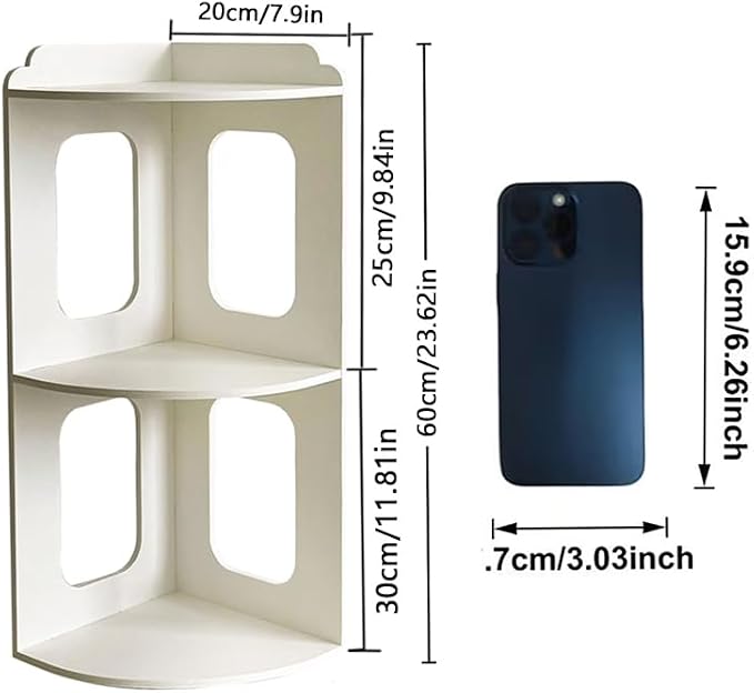Corner Bookcase Bedside Bookshelf Corner Rack Organizer with Unique Shape Suitable(11.02 * 11.02 * 23.62In)