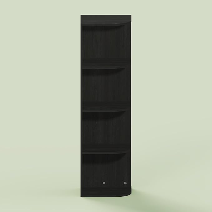 Frei 4-Tier Corner Bookcase, Bookshelf, for Home Office, Living Room, Bedroom, Black Oak