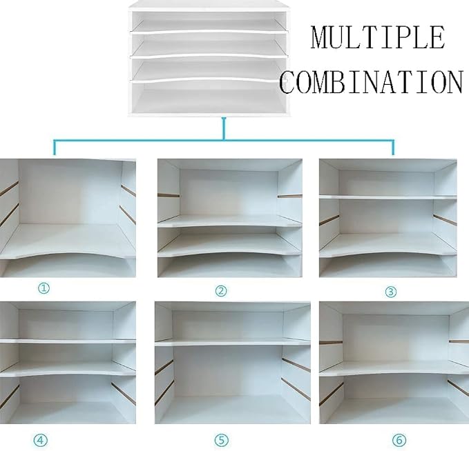 EMERIT Paper Organzier Wood Desktop Organizer Storage Letter Tray File Sorter with Adjustable Shelves for Home Office
