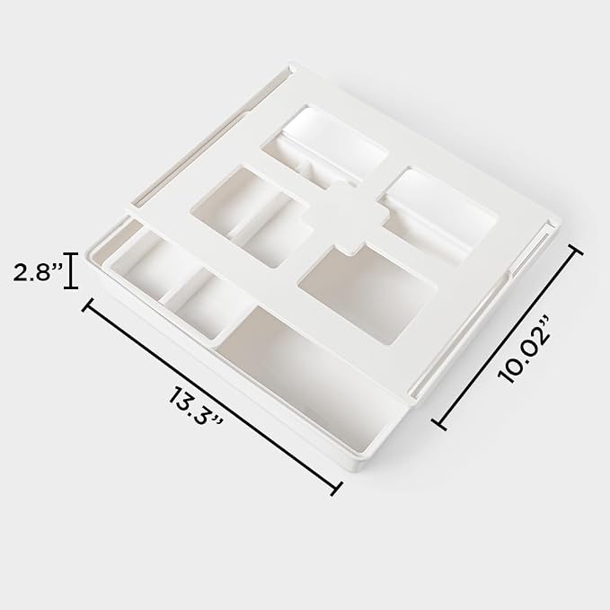 GAROOD Under Desk Drawer, Slide out Hidden Desk Drawers Organizer, Self-adhesive drawer for office/classroom/home 13.3'' x 10.02'' x 2.8’’ (White)