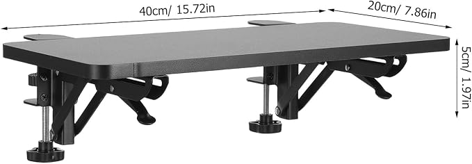 Clamp On Desk Extension Tray Detachable Shelf Extender for Keyboard and Office Supplies - 90° Foldable Side Table Extension Board for Home Office
