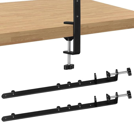 Garneck 2pcs Adjustable Desk Clamps for Pegboards, Metal Desktop Pegboard Brackets for Home and Office, Easy Install Shelf Organizer, Black