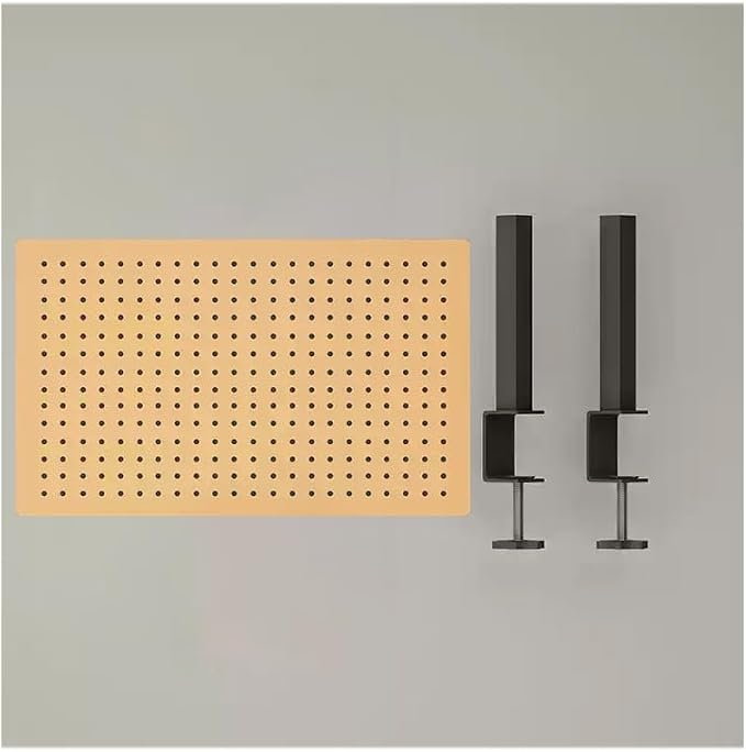 Clamp on Desktop Shelving System, Metal Clip on Desk Hanging Panel, Gaming Desk Accessories with Pegboard and Shelf,Orange,Large