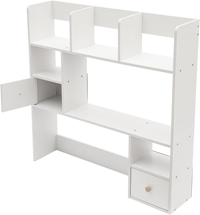 Desktop Bookshelf, Home Office Desk Organizer, Desktop Storage Organizer, for Study Rooms, Offices, Bedrooms, Libraries, Reading Rooms, Etc (White)