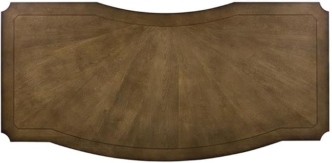 Pemberly Row Jr Executive Office Set, Medium Brown Finish, Antique Toffee Poplar & Birch Veneers, 5-Piece, Includes Desk, Credenza, Hutch, Adjustable Shelves, Touch LED Lighting, Wire Management
