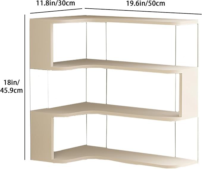 Desktop Organizer Shelf, Multi-Tier Space Saving Bookshelf with Corner Storage Design, Wooden Desk Rack, Countertop for Home Office Dorm(White,19.6 * 11.8 * 18in)