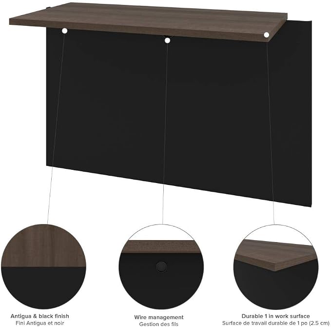 Bestar Connexion 40W Desk Bridge in Antigua & Black