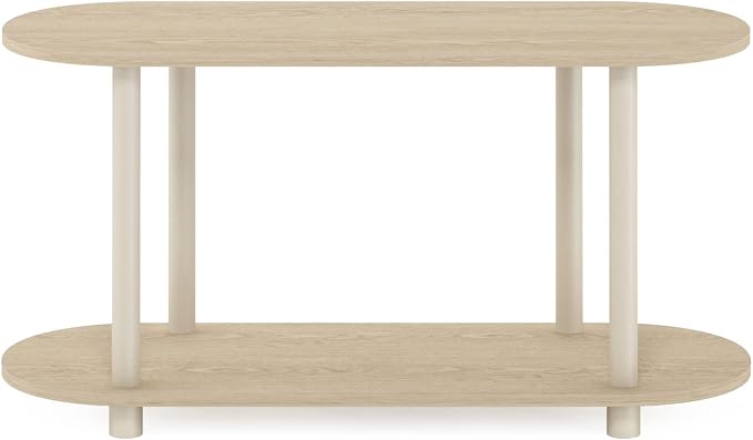 Furinno Turn-N-Tube No Tools Modern Oval Side Table, Bauhaus Oak/Beige