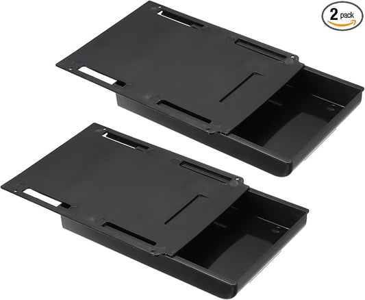 PATIKIL 2 Pack Under Desk Drawer Slide Out, 8.66 x 6.1" Plastic Table Storage Drawers Slide Out Storage Box for Laptop Study Desks Dining Dressing Tables Wardrobes Cabinets, Black