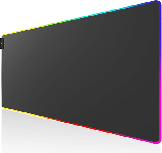 KTRIO RGB Large Gaming Mouse Pad, 31.5 x 15.7 in, RGB Black, XXL | Smooth Micro-Weave Surface, RGB Lighting Design, Non-Slip Rubber Base, Durable Stitched Edges, Office & Home Use